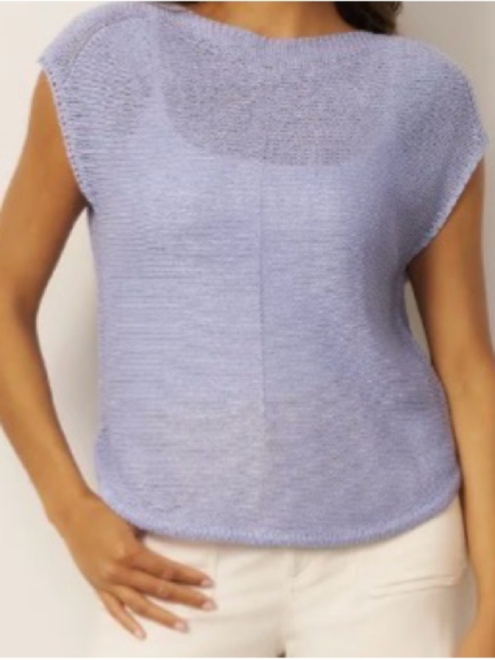 Cable & Gauge Lavender Knit Cap-Sleeve Tank Top - Light Lavender
